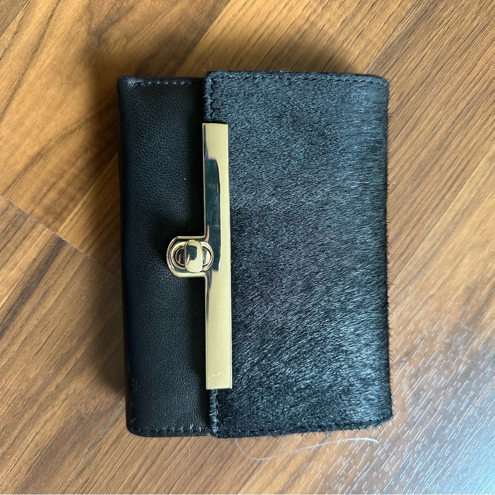 Brand New Beautiful Black Fur&Leather Danier wallet